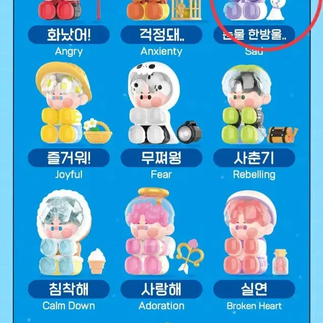 [BUNJANG] Pop Mart today mood PINO JELLY Series Teardrop / 팝마트 피규어 오늘 기분 어때? 피노젤리 시리즈 눈물 한방울