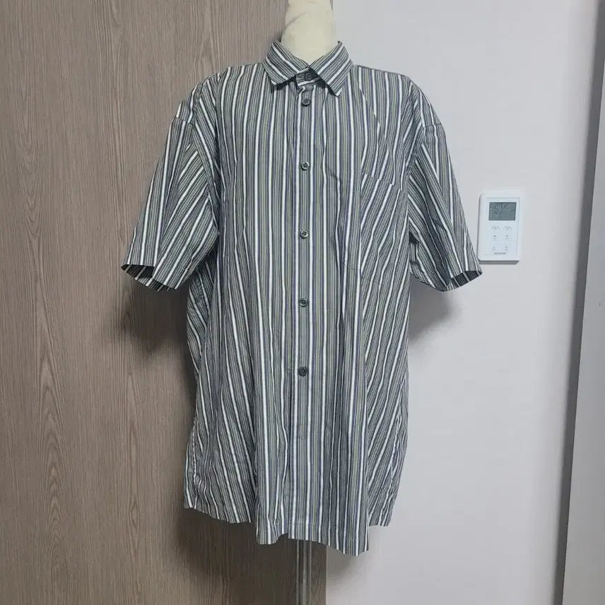 [BUNJANG] Zegna Striped Short Sleeve Shirt XL / 제냐 매장판 스트라이프 반팔 남방 셔츠 XL