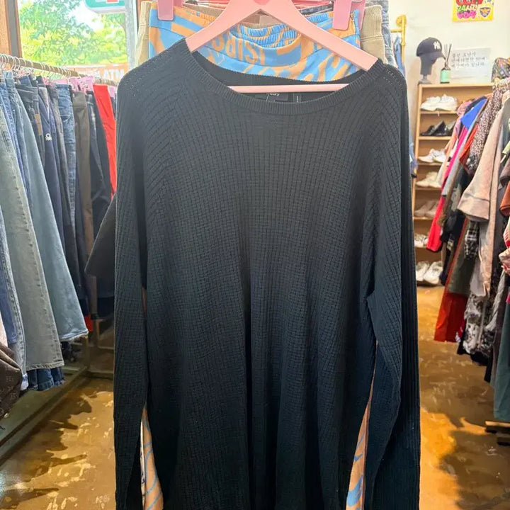 [BUNJANG] Theory Black Waffle Long Sleeve T-Shirt / Theory 블랙 와플 긴팔 티셔츠
