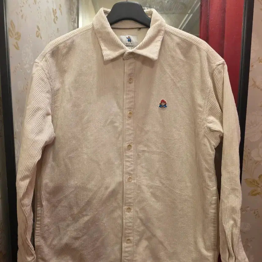 [BUNJANG] Hazzys Ivory Corduroy Shirt Size 100 / 7/54 헤지스 아이보리 코듀로이 셔츠 100사이즈