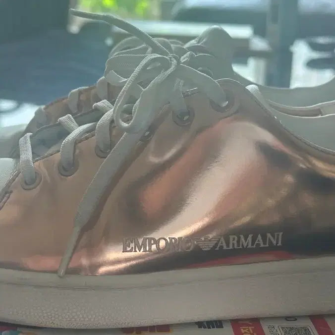 [BUNJANG] Giorgio Armani Rose Gold Leather Sneakers - Size 235 / 알마니 운동화 235 사이즈 팔아요