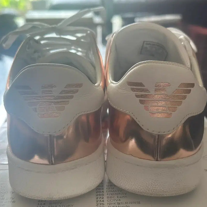 [BUNJANG] Giorgio Armani Rose Gold Leather Sneakers - Size 235 / 알마니 운동화 235 사이즈 팔아요
