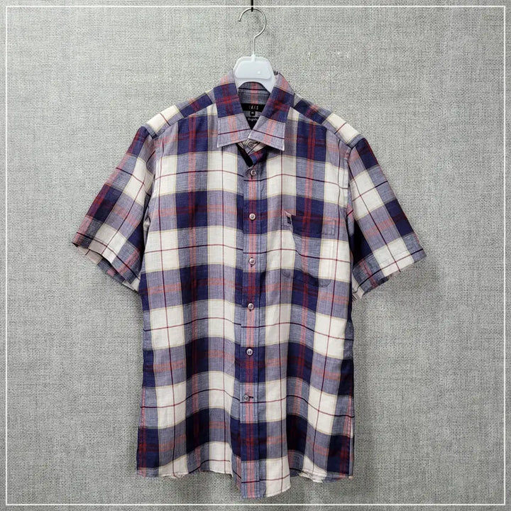 [BUNJANG] DAKS Navy Check Pocket Short Sleeve Shirt Men&