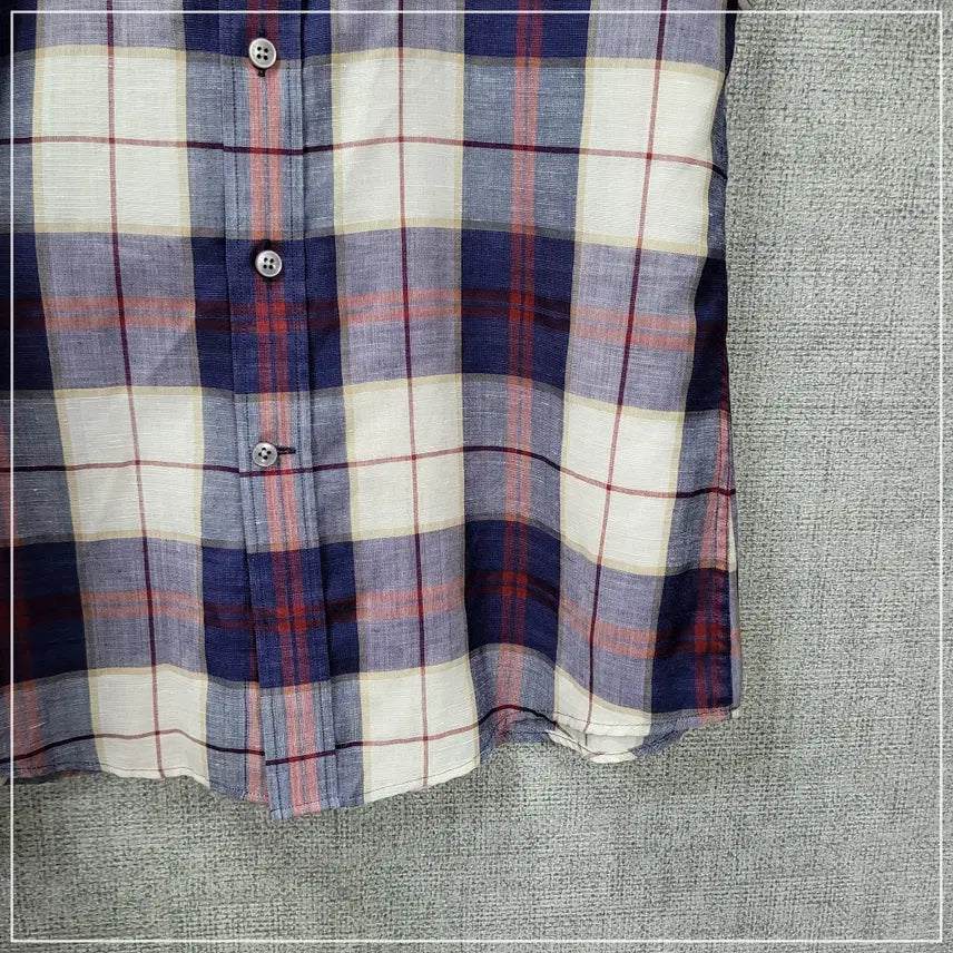[BUNJANG] DAKS Navy Check Pocket Short Sleeve Shirt Men&