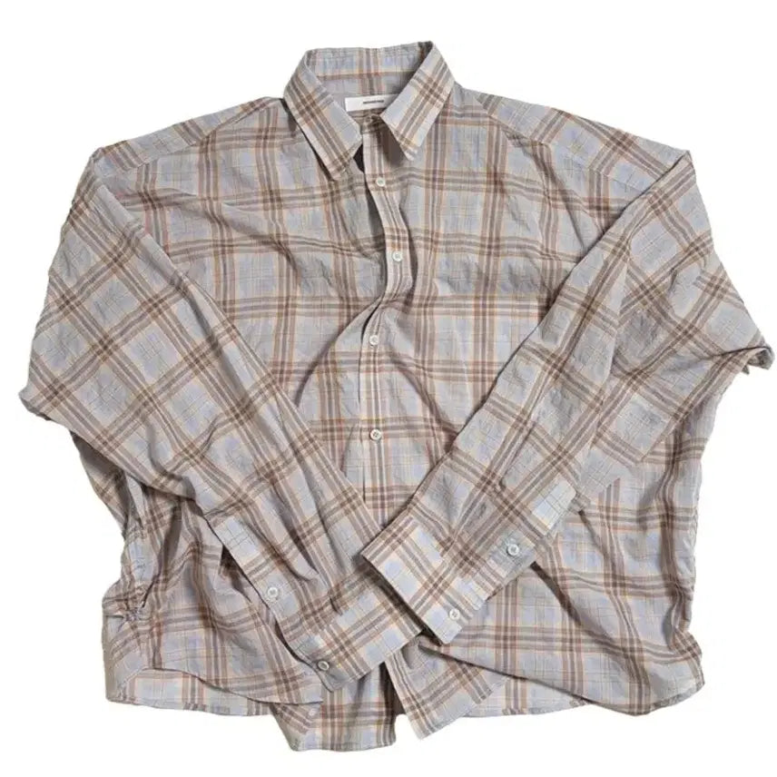 [BUNJANG] Nonnode Flexible Sheer Check Shirt Ash Grey / [1] 논노드 플렉시블 시어 체크 셔츠 애쉬 그레이
