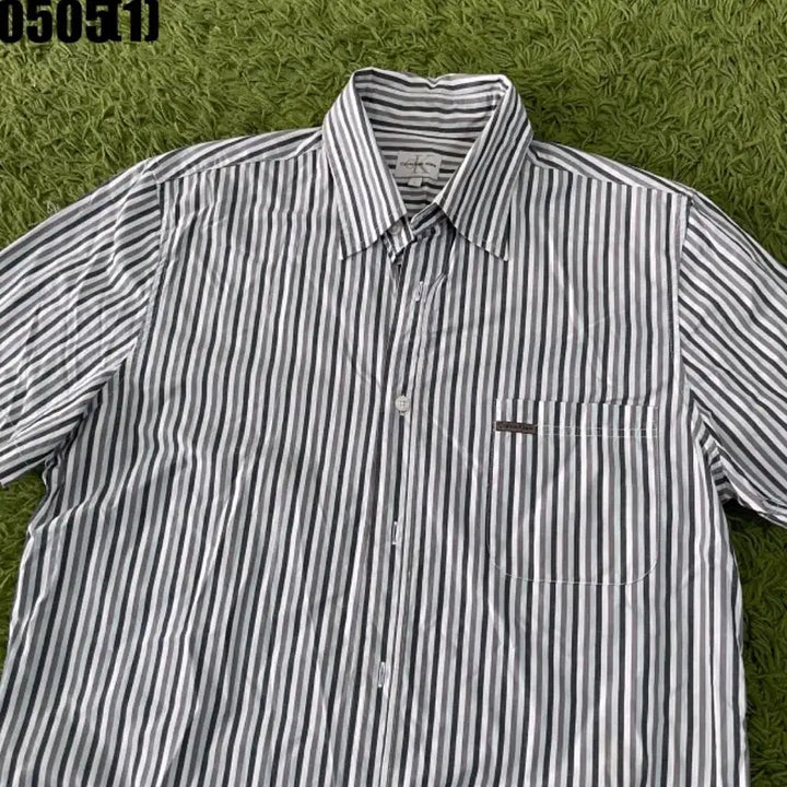 [BUNJANG] Calvin Klein Striped Short Sleeve Shirt L / 캘빈클라인 반팔 셔츠 L