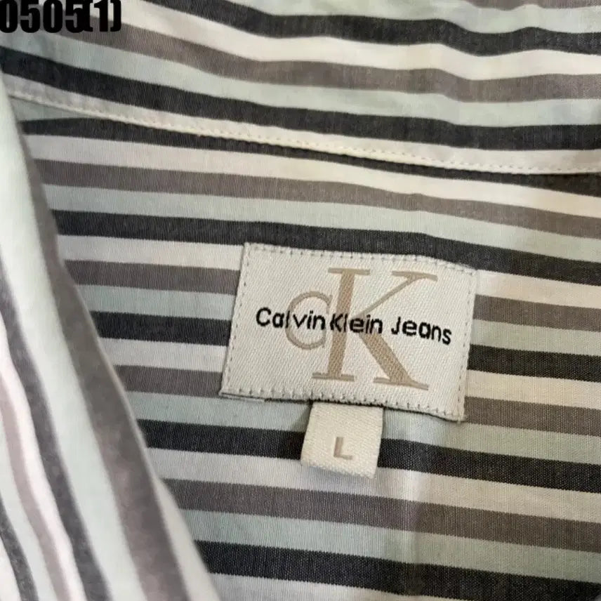 [BUNJANG] Calvin Klein Striped Short Sleeve Shirt L / 캘빈클라인 반팔 셔츠 L
