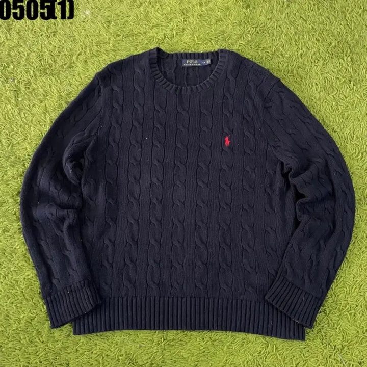 [BUNJANG] Polo Ralph Lauren Cable Knit Sweater Navy L / 폴로 랄프로렌 케이블 니트 네이비 L