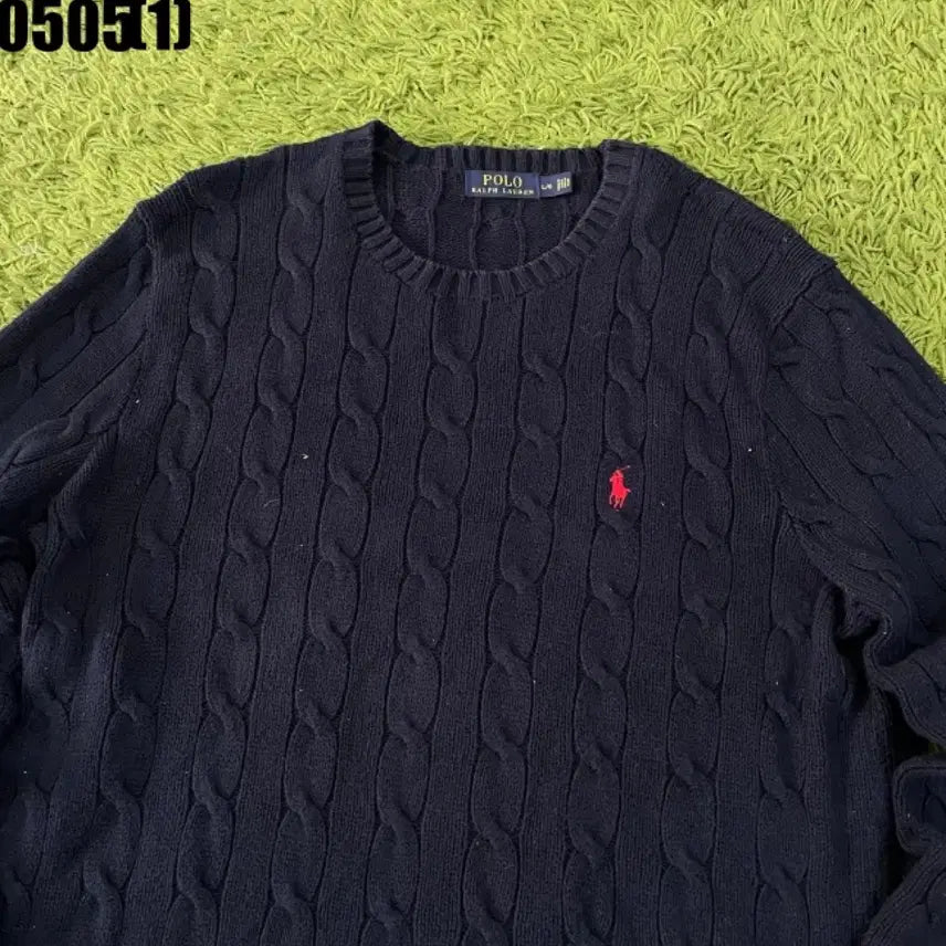 [BUNJANG] Polo Ralph Lauren Cable Knit Sweater Navy L / 폴로 랄프로렌 케이블 니트 네이비 L