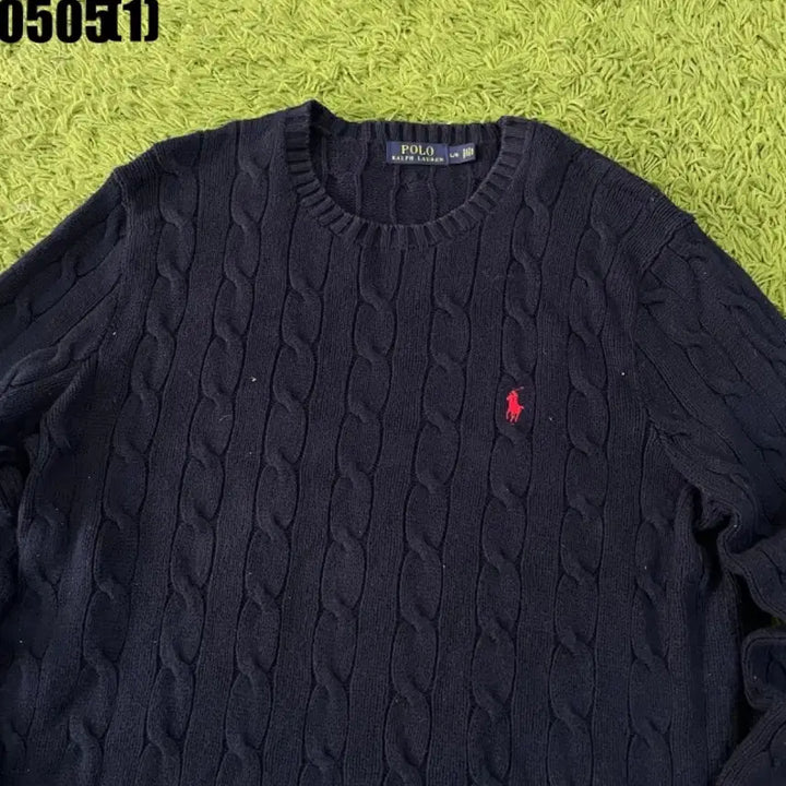 [BUNJANG] Polo Ralph Lauren Cable Knit Sweater Navy L / 폴로 랄프로렌 케이블 니트 네이비 L