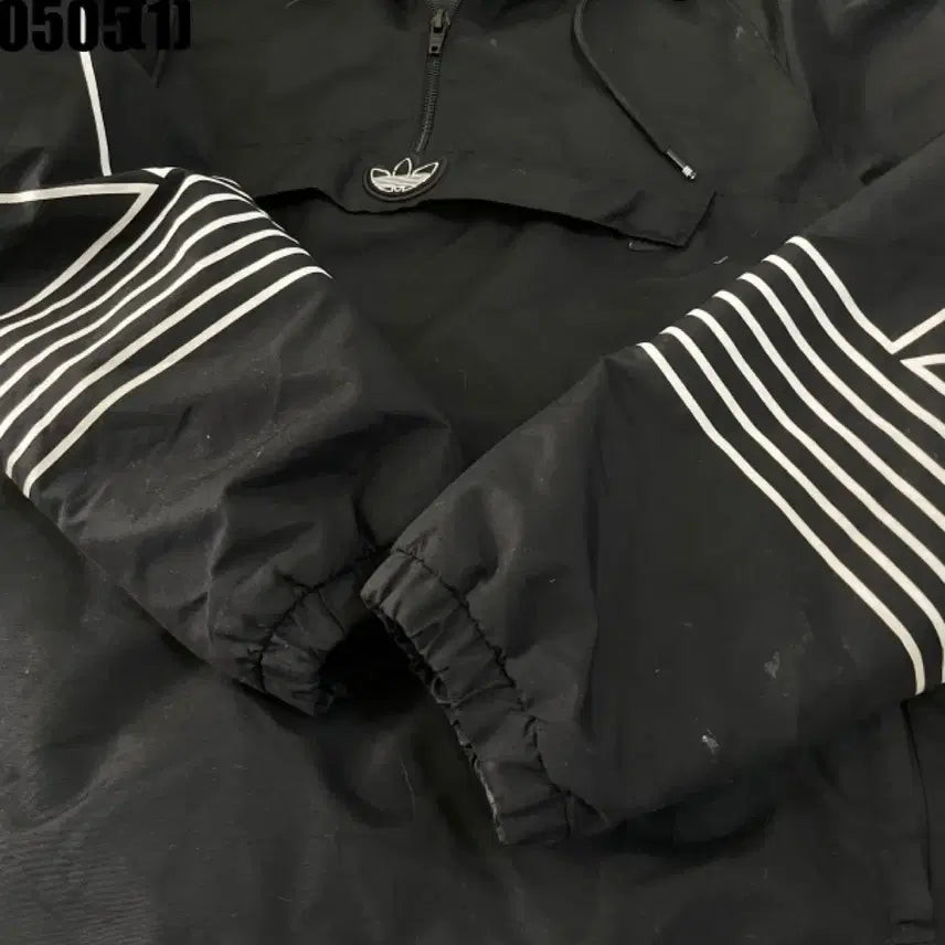 [BUNJANG] Adidas Black Anorak Hood Windbreaker XL / 아디다스 블랙 아노락 후드 바람막이 XL
