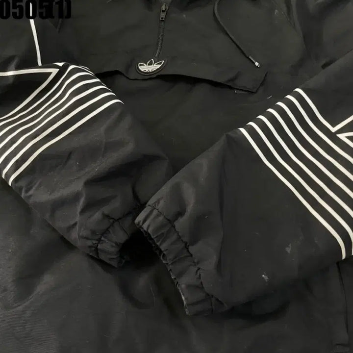 [BUNJANG] Adidas Black Anorak Hood Windbreaker XL / 아디다스 블랙 아노락 후드 바람막이 XL