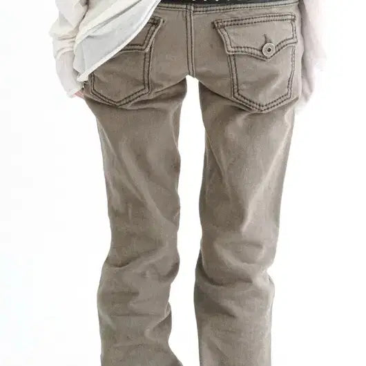 [BUNJANG] Shop Fairy Stitch Low Rise Flare Pants Khaki Grey / 샵페어리 스티치로우라이즈플레어팬츠 카키그레이 카고트루릴리젼부츠컷