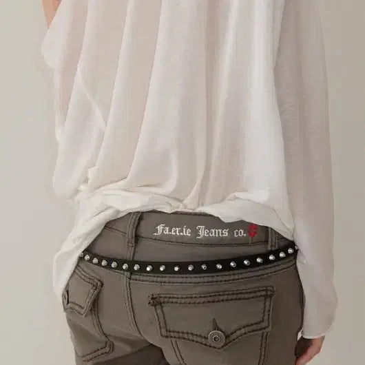 [BUNJANG] Shop Fairy Stitch Low Rise Flare Pants Khaki Grey / 샵페어리 스티치로우라이즈플레어팬츠 카키그레이 카고트루릴리젼부츠컷
