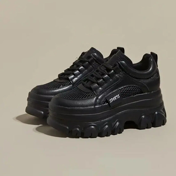 [BUNJANG] Cowhide Mesh Height-Increasing Sneakers (7cm) / 소가죽 메쉬소재 기높이 운동화 7cm