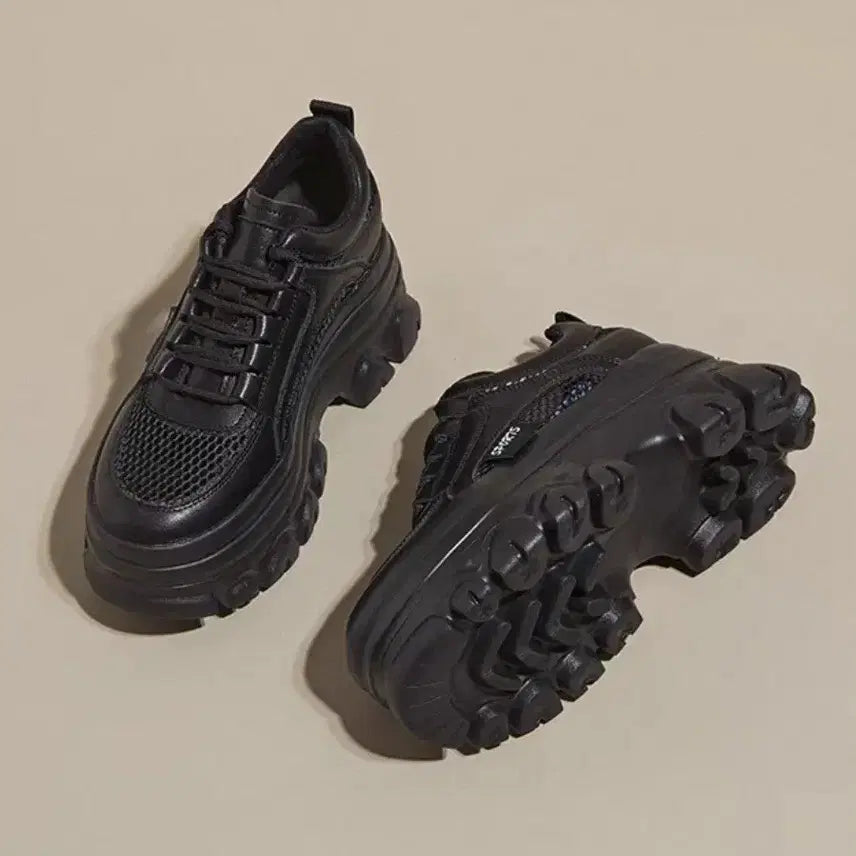 [BUNJANG] Cowhide Mesh Height-Increasing Sneakers (7cm) / 소가죽 메쉬소재 기높이 운동화 7cm