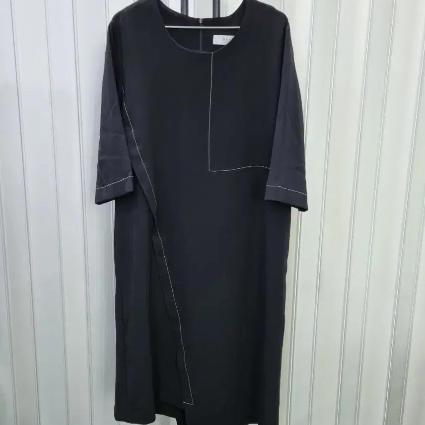[BUNJANG] Black Stitch Point Long Dress / 블랙 스티치 포인트 롱 원피스