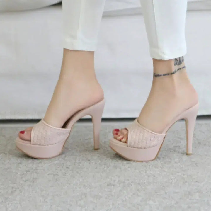 [BUNJANG] Twisted Pattern Platform Mules Slippers (230) / 꼬임패턴 가보시 뮬 슬리퍼 (230)
