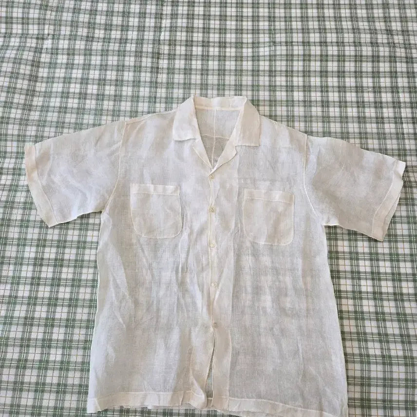 [BUNJANG] Linen Blend Beige Shirt (Size 95/105) / 105ㅡ모시 미색 셔츠ㅡ95