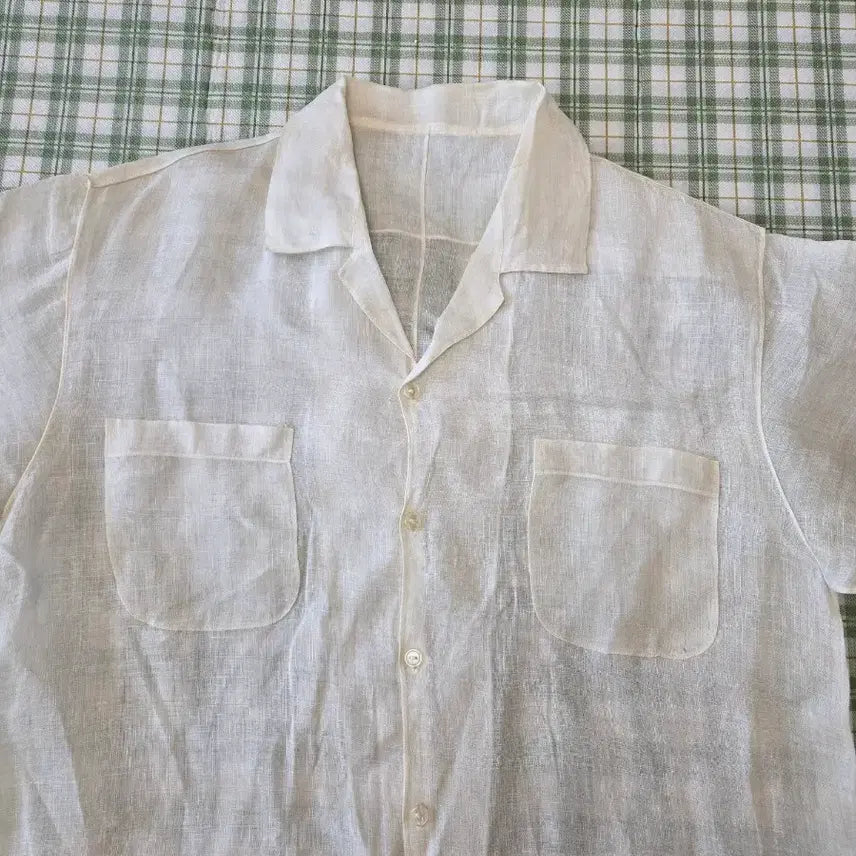 [BUNJANG] Linen Blend Beige Shirt (Size 95/105) / 105ㅡ모시 미색 셔츠ㅡ95