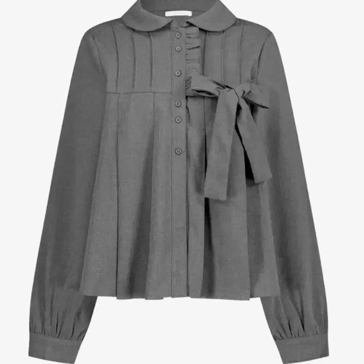 [BUNJANG] Illygo Ribbon Pleated Blouse / 일리고 리본 플리츠 블라우스