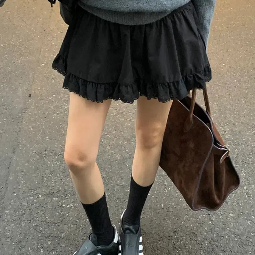 [BUNJANG] Trendier Apparel Lace Frill Mini Skirt / 트렌디어패럴 레이스 프릴 치마 무료배송