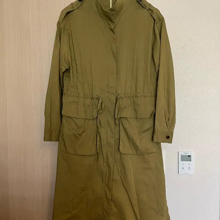 [BUNJANG] Jennu Khaki Linen Blend Long Coat / 66 Jenn U 카키색 린넨 코트