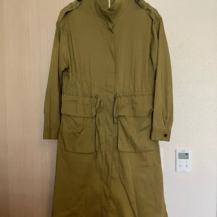 [BUNJANG] Jennu Khaki Linen Blend Long Coat / 66 Jenn U 카키색 린넨 코트