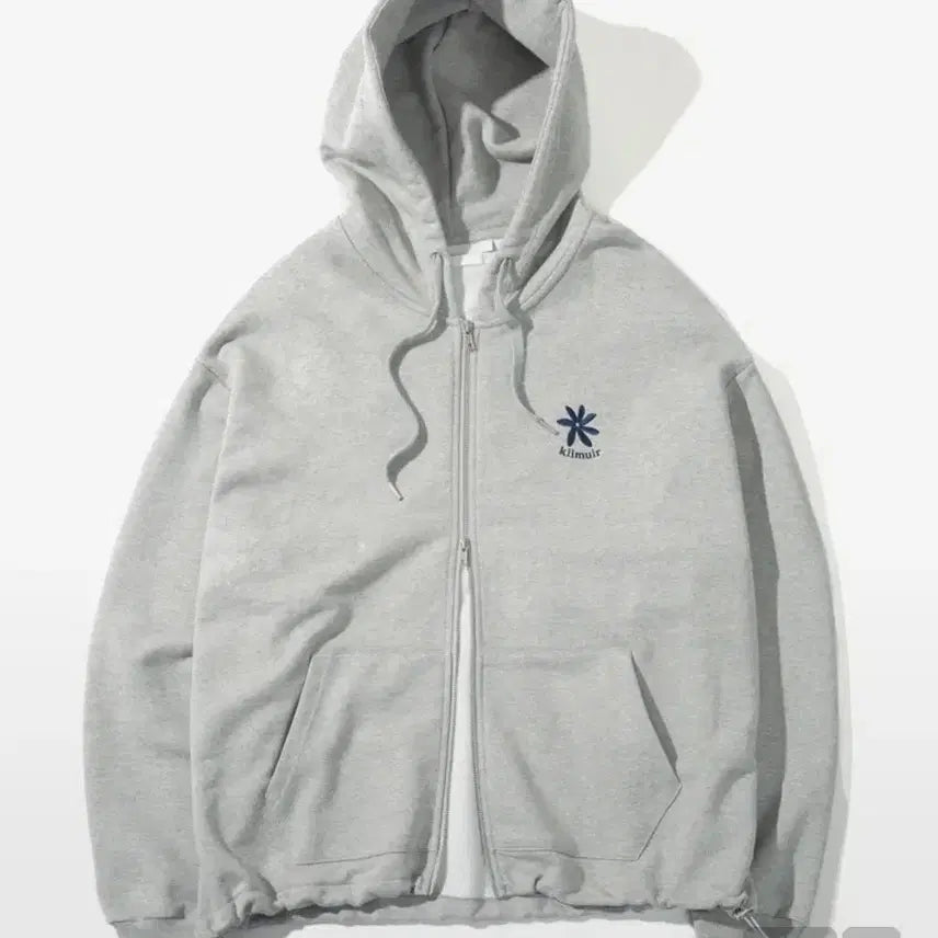 [SOLD OUT] 키뮤어 플라워 로고 투웨이 스트링 후드집업_그레이