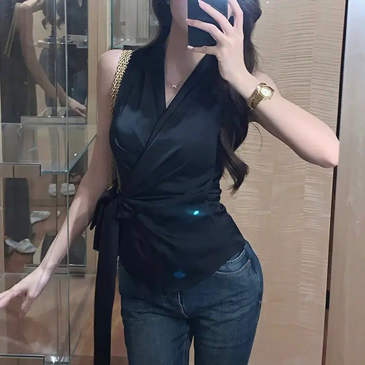[BUNJANG] Sleeveless Blouse / 랩 민소매 블라우스