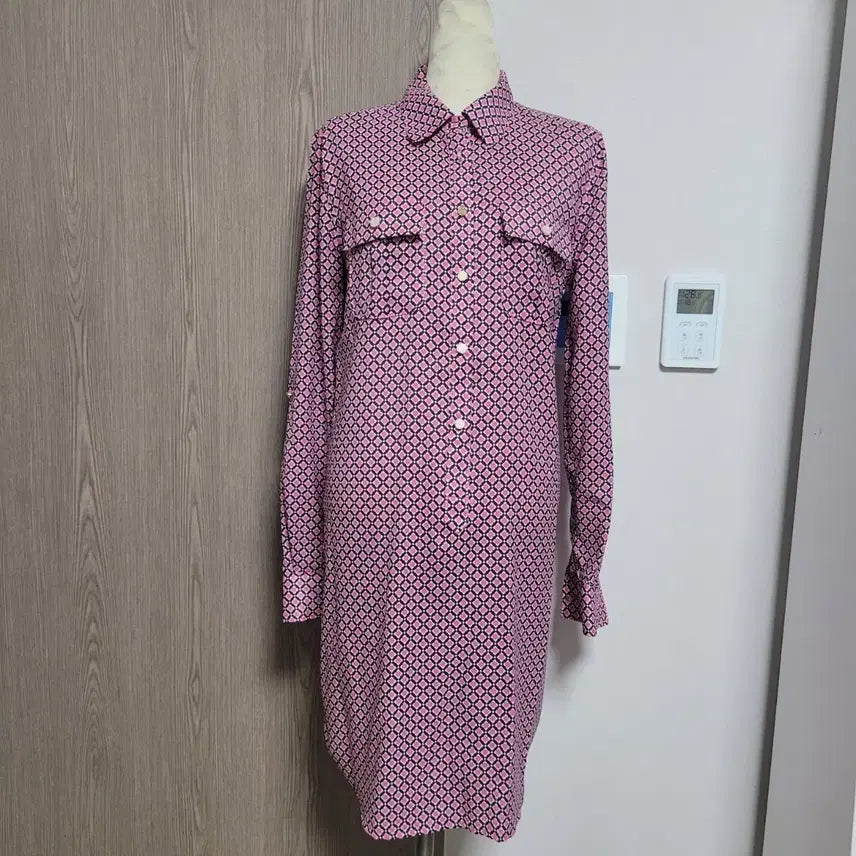 [BUNJANG] Juicy Couture Pattern Long Shirt Dress Pink / 쥬시꾸띄르 상태굿 패턴 롱 셔츠 겸 원피스 핑크