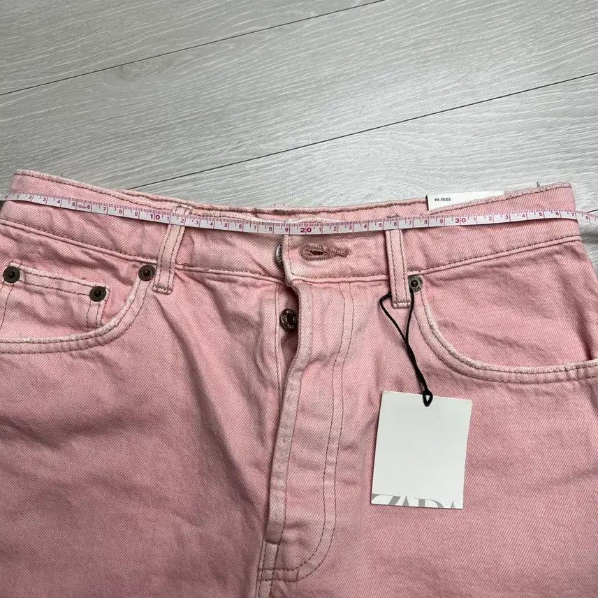 [BUNJANG] Zara Pink Denim Cut-Off Shorts Size 38 / 무료배송 자라 핑크 데님 반바지 38 쇼츠 새상품