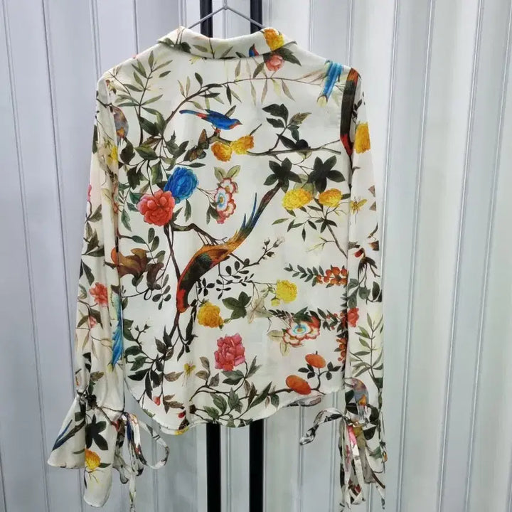 [BUNJANG] DINT Flower/Bird Printing Blouse Shirt / DINT  플라워/버드 프린팅 블라우스 셔츠