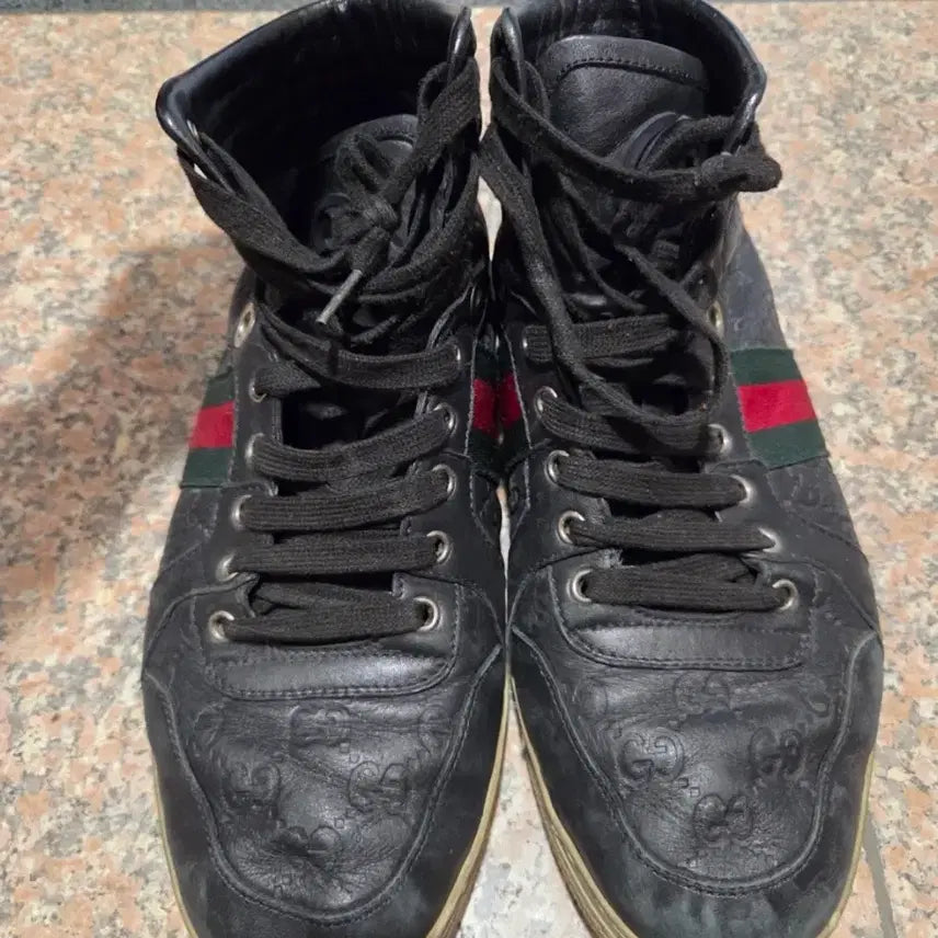[BUNJANG] Gucci Black High-Top Sneakers / 구찌 블랙 하이탑 스니커즈