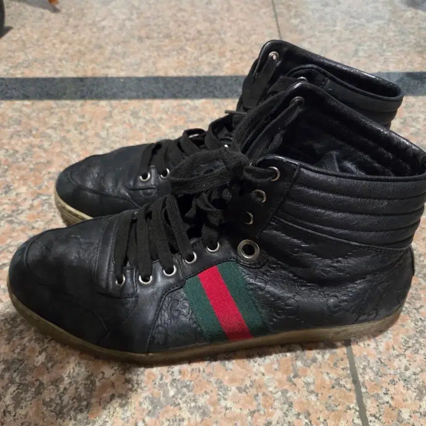 [BUNJANG] Gucci Black High-Top Sneakers / 구찌 블랙 하이탑 스니커즈