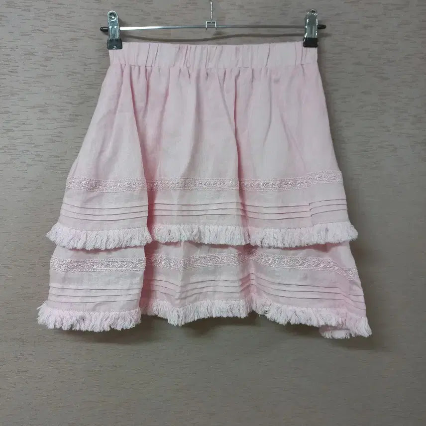 [BUNJANG] LUOLUOJUANJIE Lace Panel Pintuck Tassel Skirt / B5-6/LUOLUOJUANJIE 레이스배색 핀턱주름 수술 스커트 여성