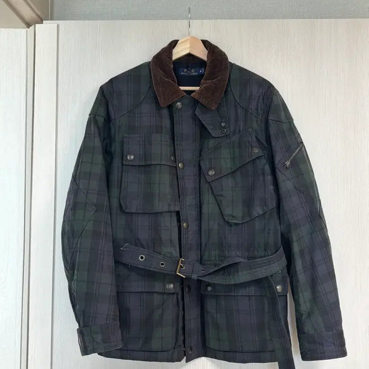 [BUNJANG] Polo Ralph Lauren Black Watch Belted Oilcloth Jacket / 폴로 랄프로렌 오일클로스 블랙와치 벨티드 자켓
