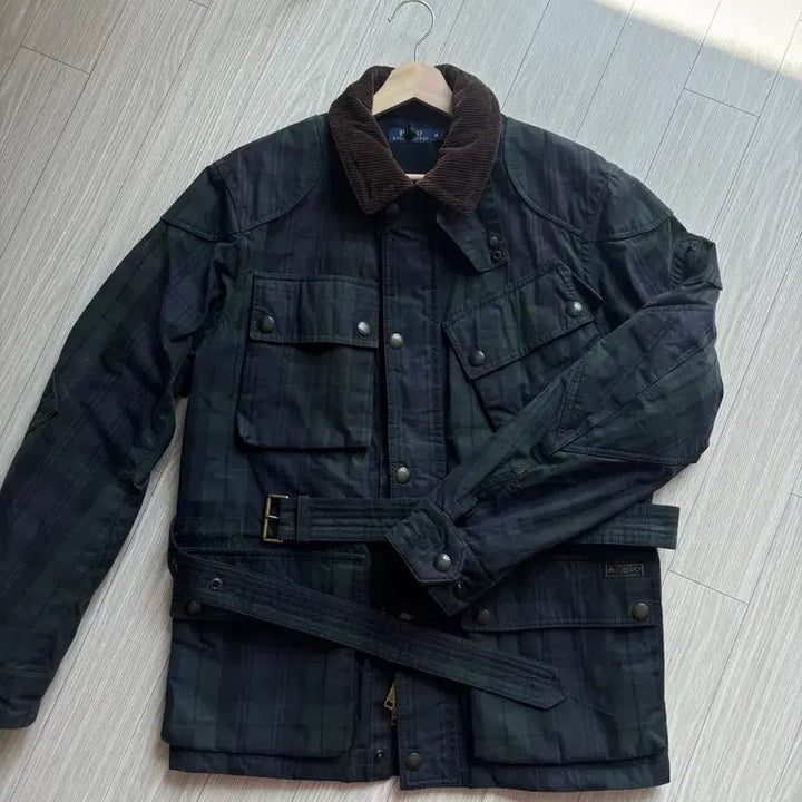 [BUNJANG] Polo Ralph Lauren Black Watch Belted Oilcloth Jacket / 폴로 랄프로렌 오일클로스 블랙와치 벨티드 자켓