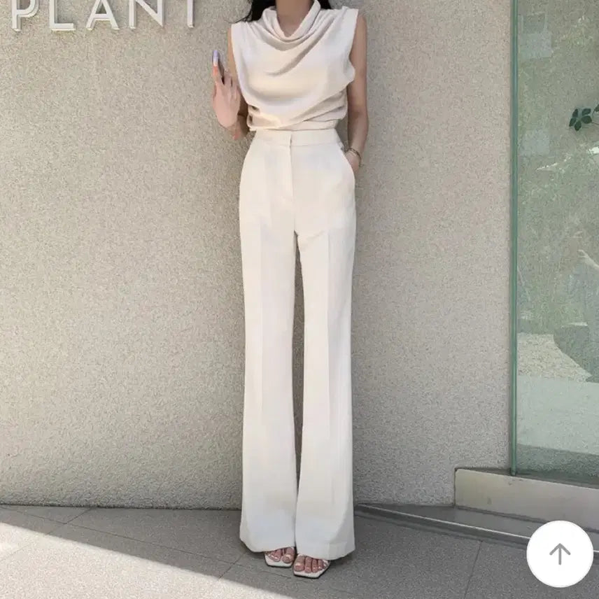 [BUNJANG] YUMERA High-Waisted Bootcut Slacks - Ivory (M) / 에이블리 유메라 여름 슬랙스 하이웨스트 부츠컷 슬랙스 아이보리 m 새상품