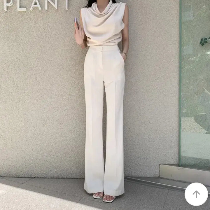[BUNJANG] YUMERA High-Waisted Bootcut Slacks - Ivory (M) / 에이블리 유메라 여름 슬랙스 하이웨스트 부츠컷 슬랙스 아이보리 m 새상품