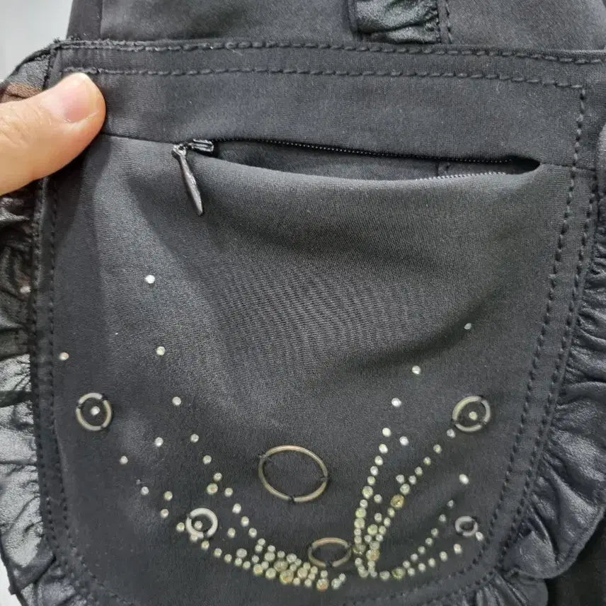 [SOLD OUT] 시스막스  블랙 프릴 장식 와이드 팬츠66