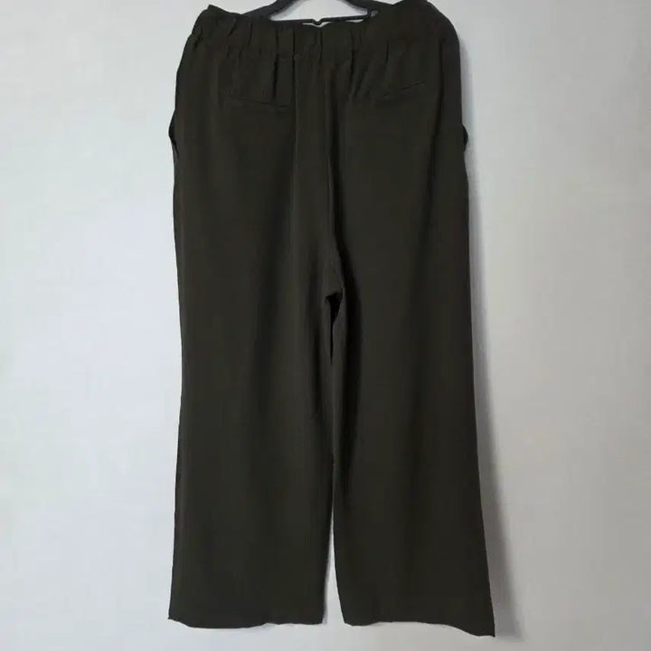 [BUNJANG] Dark Khaki Wide Leg Pants with Elastic Waistband / 허리밴딩 와이드바지 77