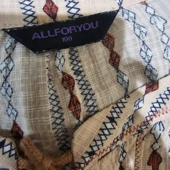 [BUNJANG] All For You Pattern Print 3/4 Sleeve Blouse 100 / 올포유 패턴 프린트 여성 블라우스 7부 100
