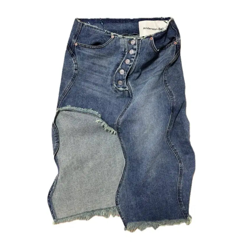 [BUNJANG] Andersson Bell Fish Bead Denim Midi Skirt / Andersson bell 물고기 비즈 데님 미디 스커트