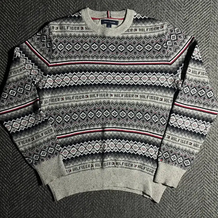 [BUNJANG] Tommy Hilfiger Wool Cotton Pattern Knit Sweater (Size S) / [S] TOMMY HILFIGER 타미힐피거 울 코튼 패턴 니트