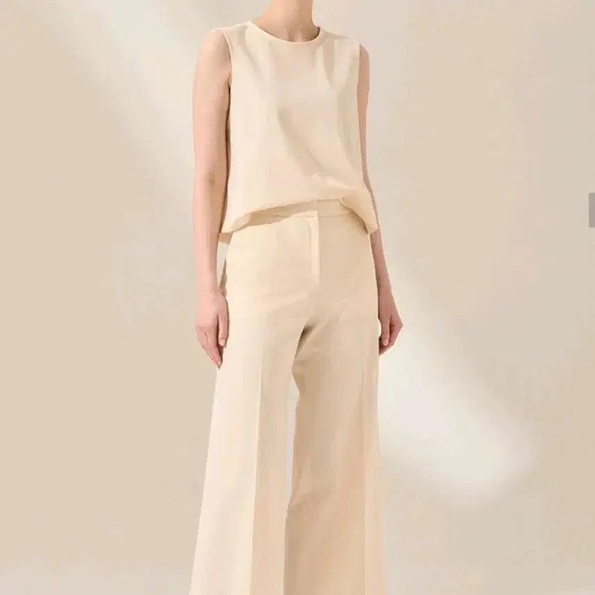 [BUNJANG] Mine Flap Wide Cream Pants (Size 55) / 마인  _ [size: 55]  플랩 와이드 크림 팬츠