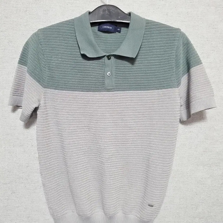 [BUNJANG] Cremieux Two-Tone Short-Sleeve Knit Polo Shirt / 크레뮤 반팔 카라 니트 투톤 100