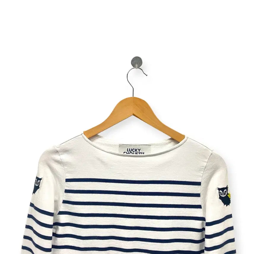 [BUNJANG] Lucky Chouette Striped Long Sleeve T-Shirt (Size S) / 럭키슈에뜨 스트라이프 긴팔 티셔츠 S