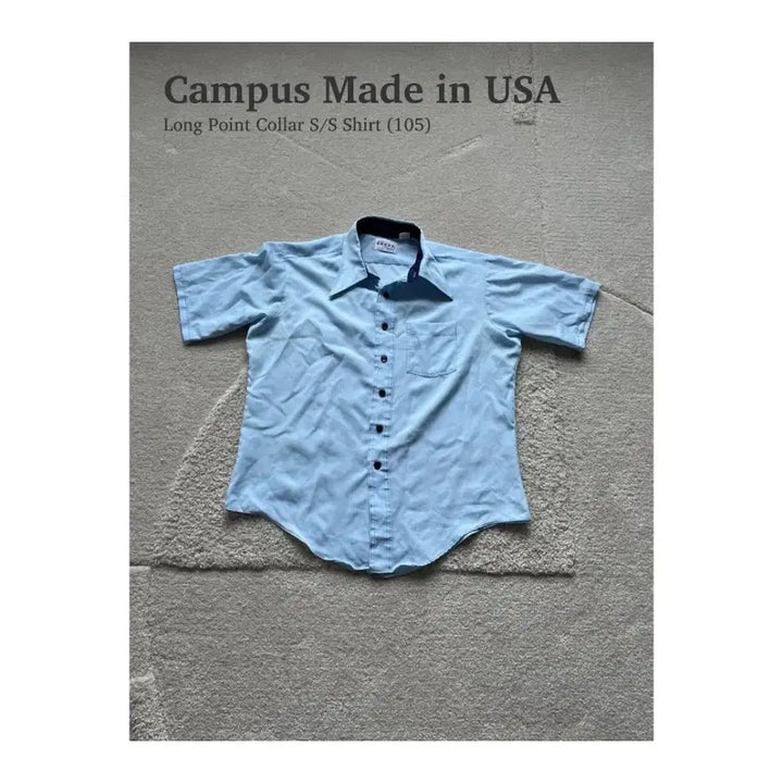 [BUNJANG] Campus Now Breed Long Point Collar Short Sleeve Shirt (Powder Blue) / 캠퍼스 나우브리드 롱포인트카라 반소매 셔츠 (105)