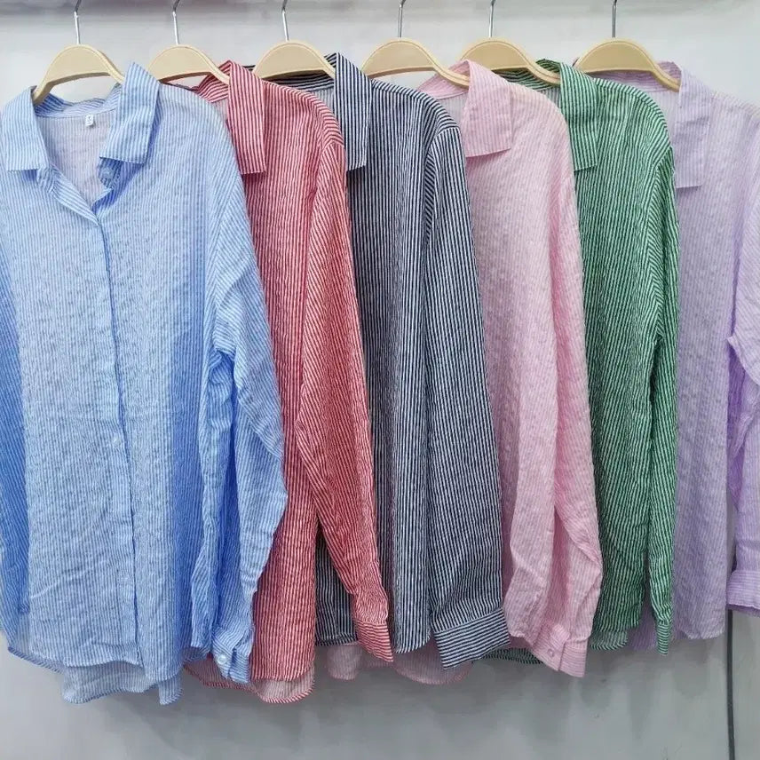 [BUNJANG] Stripe Cotton Shirt / 아사면 남방